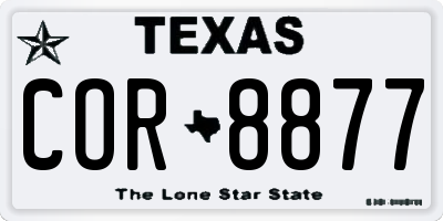 TX license plate COR8877