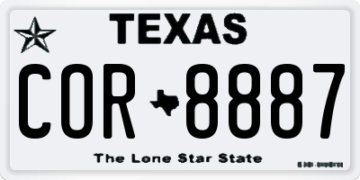 TX license plate COR8887