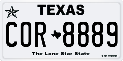 TX license plate COR8889