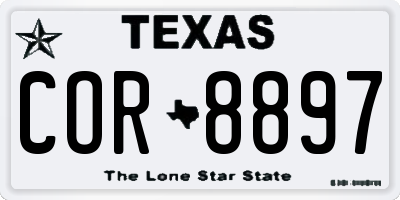 TX license plate COR8897