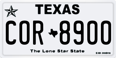 TX license plate COR8900
