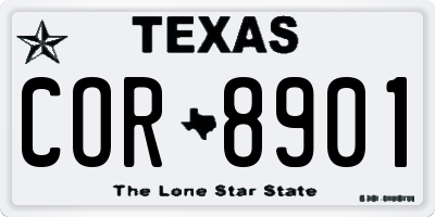 TX license plate COR8901