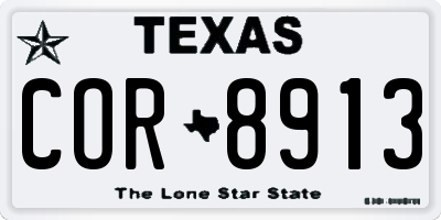 TX license plate COR8913