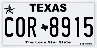TX license plate COR8915