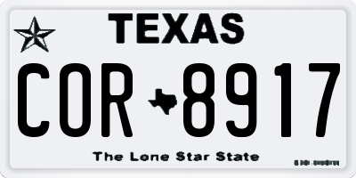 TX license plate COR8917