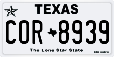 TX license plate COR8939