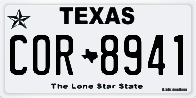 TX license plate COR8941