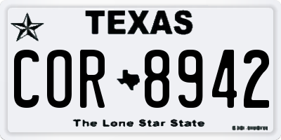 TX license plate COR8942