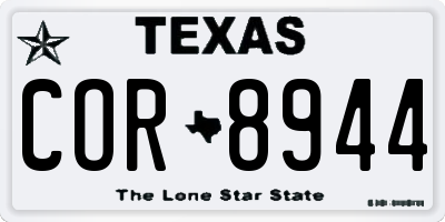 TX license plate COR8944