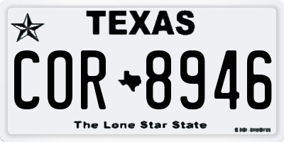 TX license plate COR8946