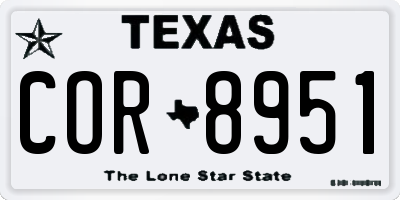 TX license plate COR8951