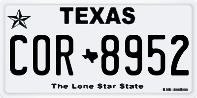 TX license plate COR8952