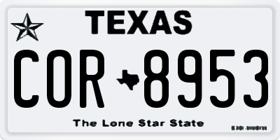 TX license plate COR8953
