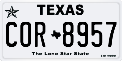 TX license plate COR8957