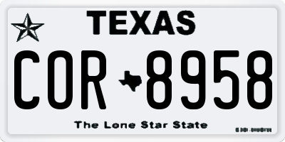 TX license plate COR8958