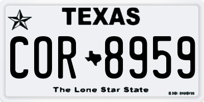 TX license plate COR8959