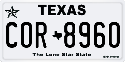 TX license plate COR8960