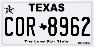 TX license plate COR8962
