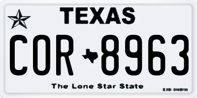 TX license plate COR8963