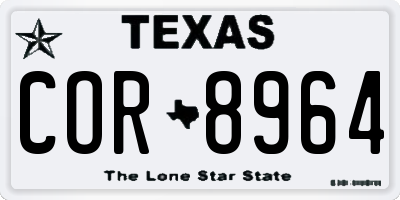 TX license plate COR8964