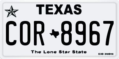 TX license plate COR8967