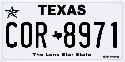 TX license plate COR8971