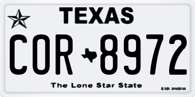 TX license plate COR8972