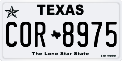 TX license plate COR8975