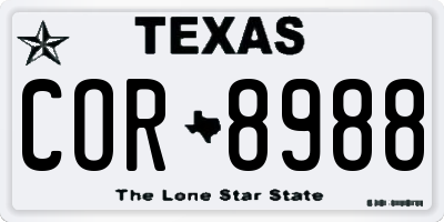 TX license plate COR8988