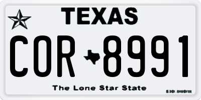 TX license plate COR8991
