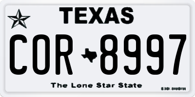 TX license plate COR8997