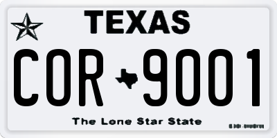 TX license plate COR9001