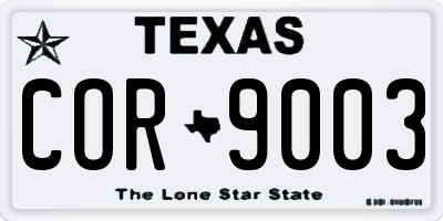 TX license plate COR9003