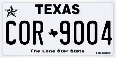 TX license plate COR9004