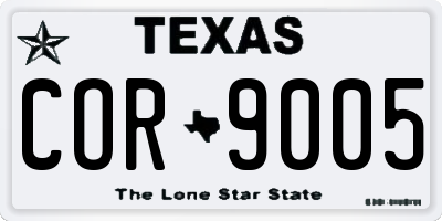 TX license plate COR9005