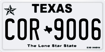 TX license plate COR9006