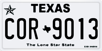 TX license plate COR9013