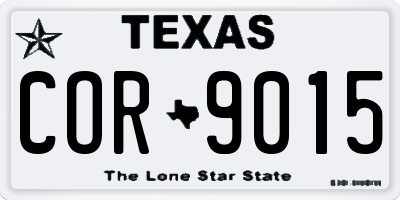 TX license plate COR9015