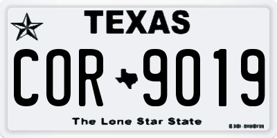 TX license plate COR9019