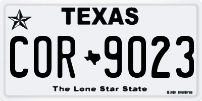 TX license plate COR9023