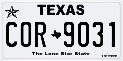 TX license plate COR9031