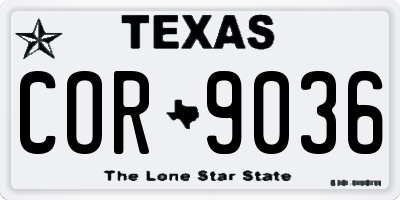TX license plate COR9036