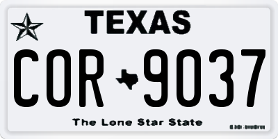 TX license plate COR9037