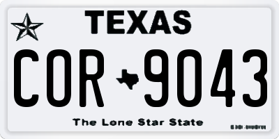 TX license plate COR9043