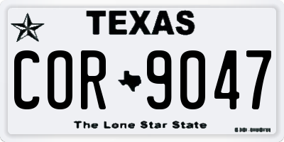 TX license plate COR9047
