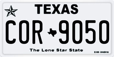 TX license plate COR9050