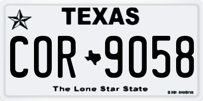 TX license plate COR9058