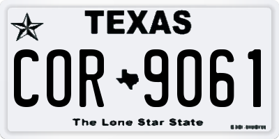 TX license plate COR9061