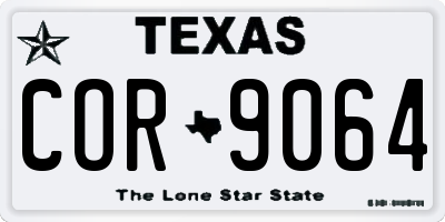 TX license plate COR9064