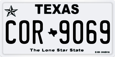 TX license plate COR9069